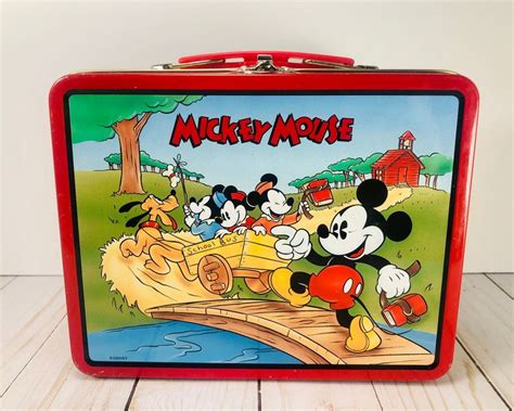 mickey mouse metal lunch box|mickey mouse lunch box vintage.